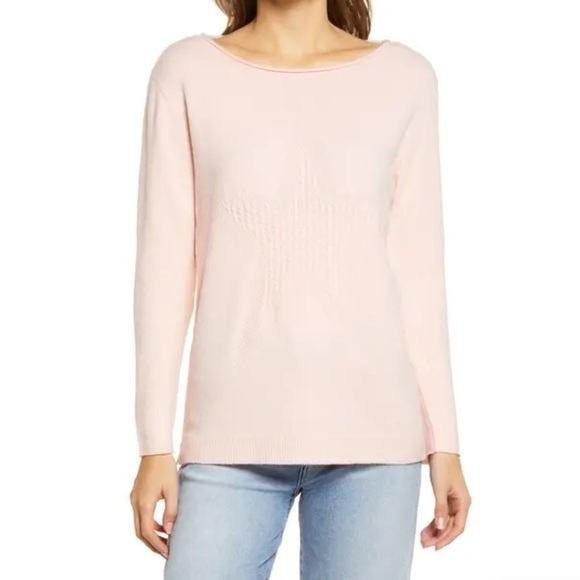 New Wit & Wisdom Cable Knit Star Sweater in Whisper Pink - Picture 1 of 11